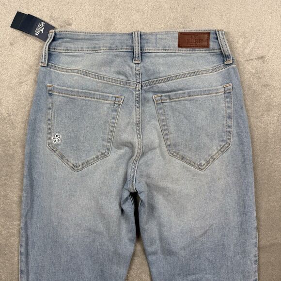 Hollister Jeans Womens 27L Blue Cotton Denim High Rise Flare Soft Stretch Floral - Picture 9 of 14